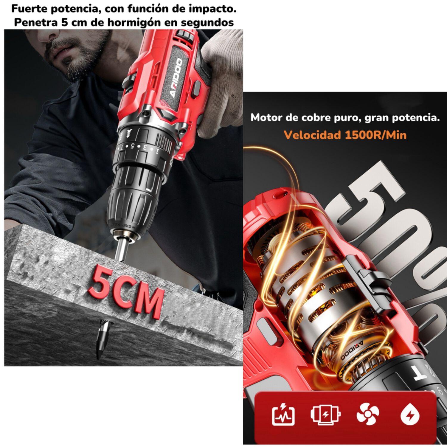 Kit Taladro Inal&aacute;mbrico 2 Bater&iacute;as 16,8v 118 Piezas B01 image number 4.0