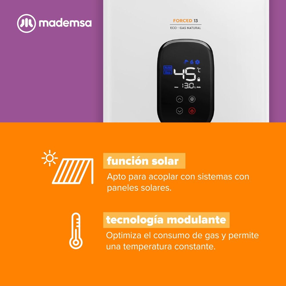Calefont Mademsa Electrico Ionizado 13 Litros Gas Natural Forced Eco Gn image number 9.0