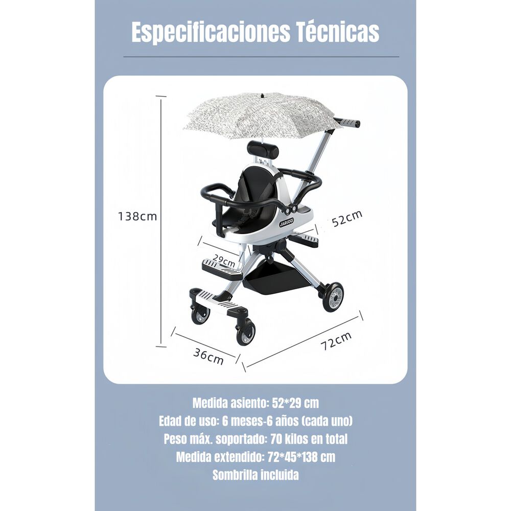 Coche De Paseo Doble Con Sombrilla Rosado By Lubabycas image number 3.0