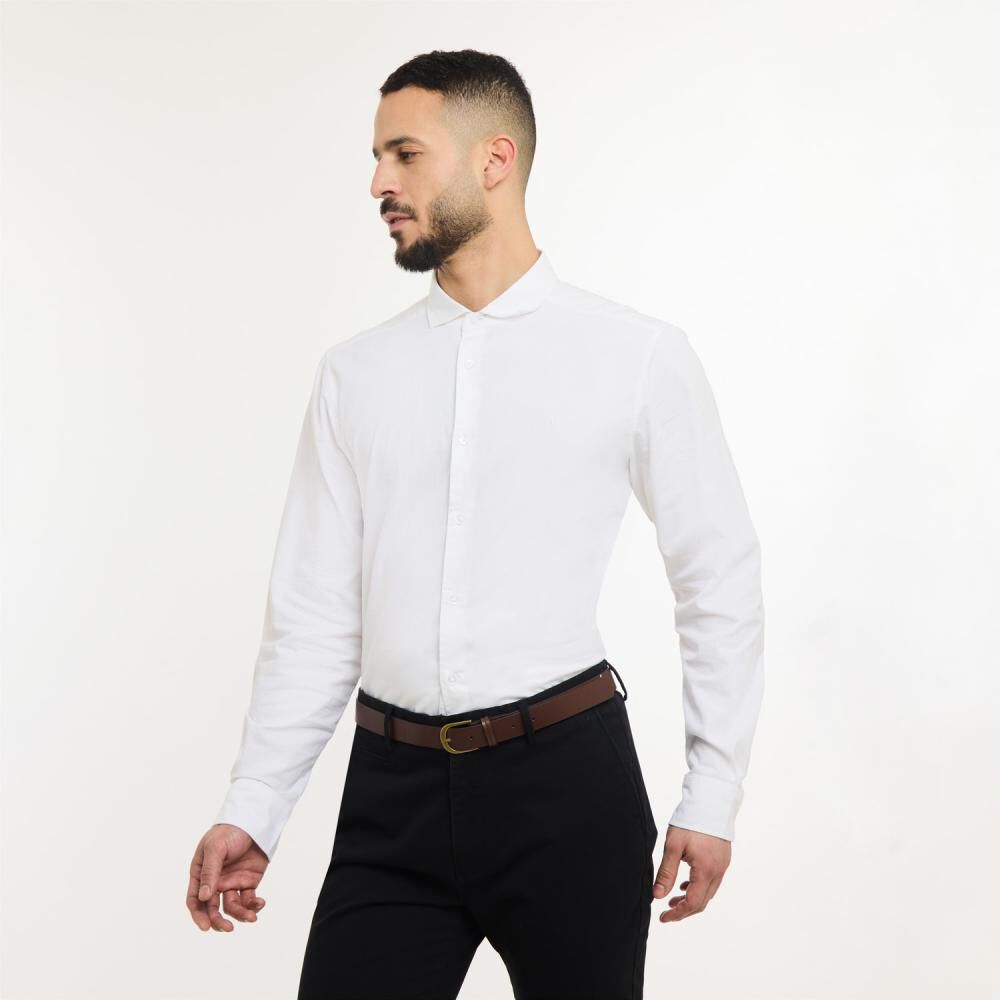 Camisa Lisa Slim Manga Larga Hombre Az Black image number 2.0