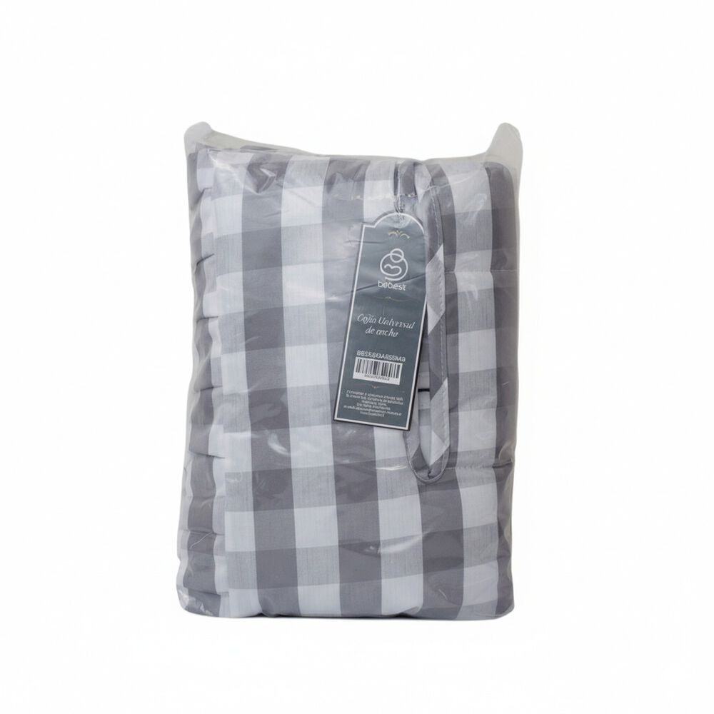 Coj&iacute;n Universal Coche Paseo Dise&ntilde;o Cuadros Gris 40 X 80 Cm image number 3.0