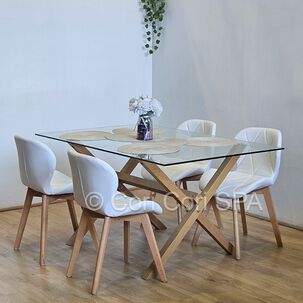 Comedor Medlock 140x90cms + 4 Sillas Mariposa Ecocuero Wood