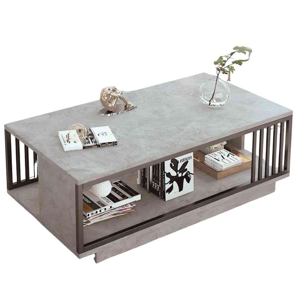 Mesa De Centro Para Living Con 2 Niveles 100x50x40 Gris image number 0.0