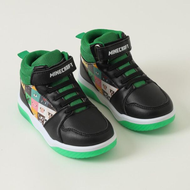 Zapatilla Infantil Con Luces Ni&ntilde;o Minecraft Negro