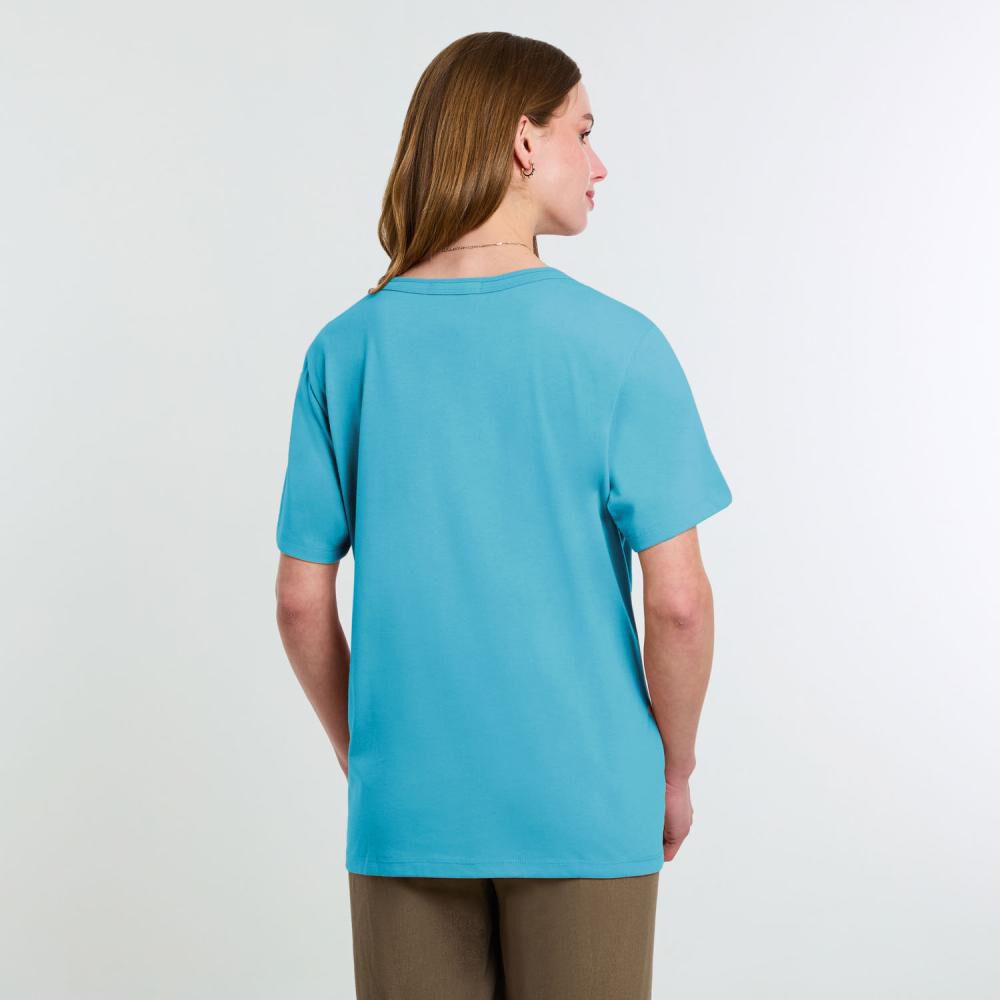 Polera Lisa Manga Corta Cuello V Con Aplicación Strass Mujer Lesage image number 2.0