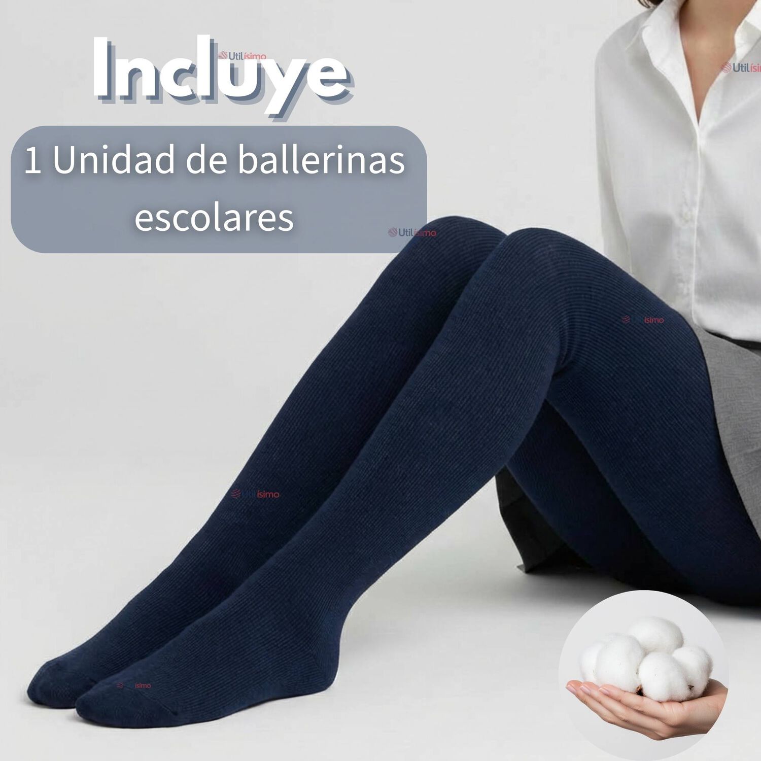 Panty Ballerinas Escolares Ni&ntilde;a Algod&oacute;n Azul image number 1.0