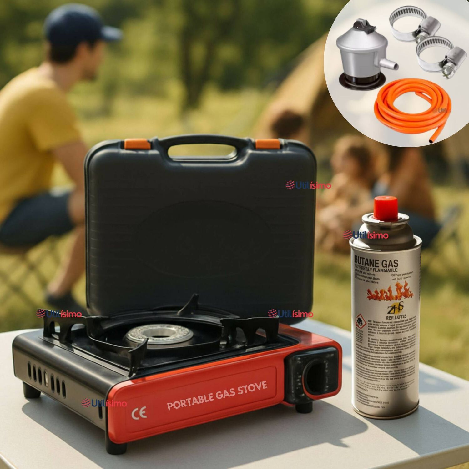 Cocina Port&aacute;til Cocinilla Camping + Kit De Instalaci&oacute;n Y Lata De Gas image number 0.0
