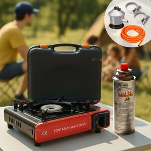 Cocina Port&aacute;til Cocinilla Camping + Kit De Instalaci&oacute;n Y Lata De Gas