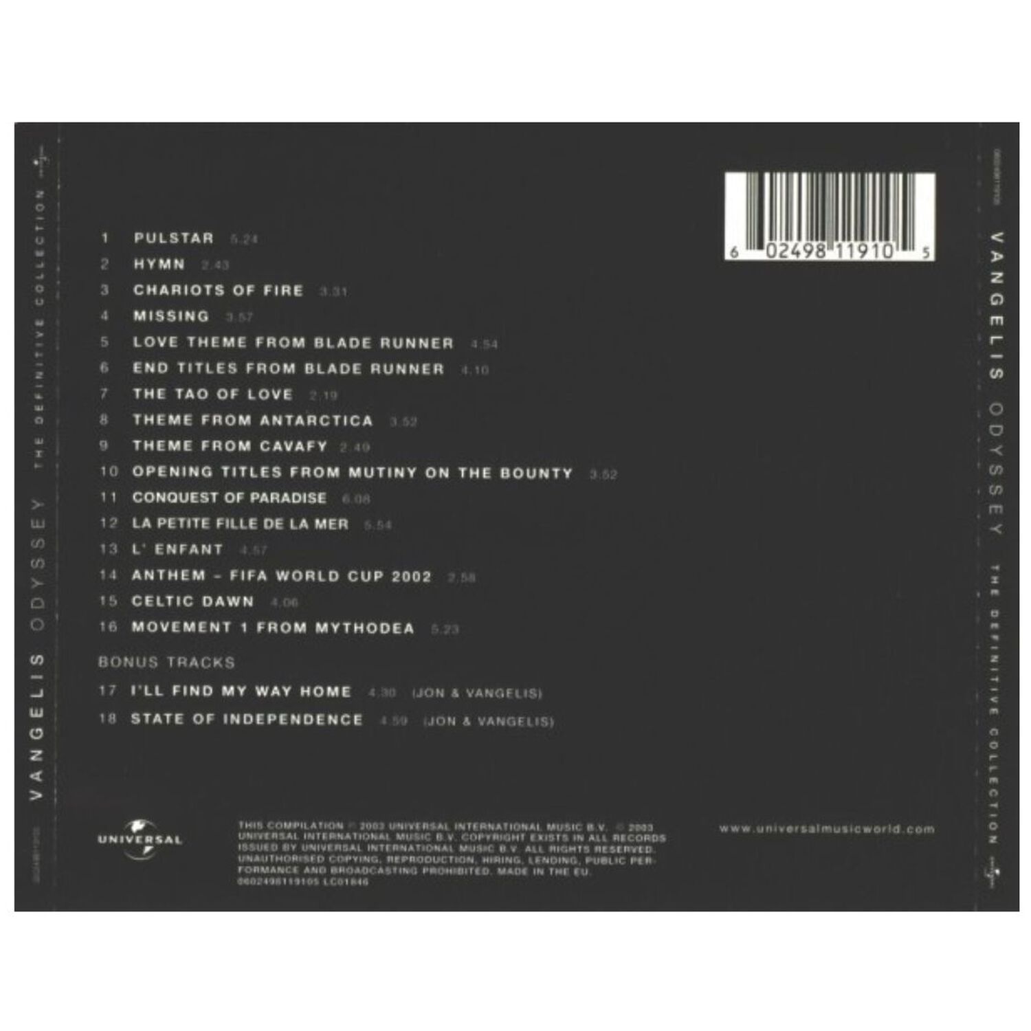 Vangelis - Odyssey Best Of | Cd image number 1.0