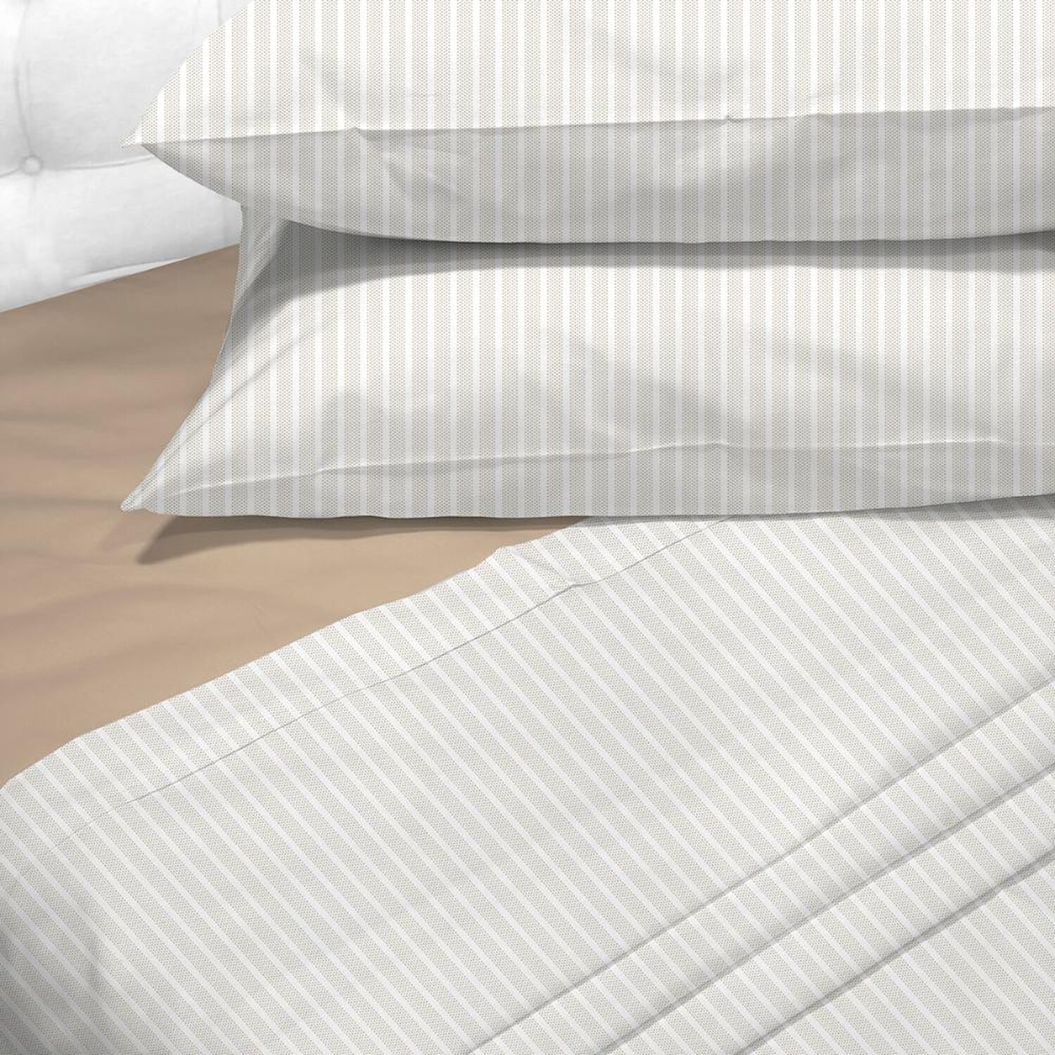 Sabanas Andes 180 Hilos Estampada Franjas Taupe 2 Plazas image number 0.0