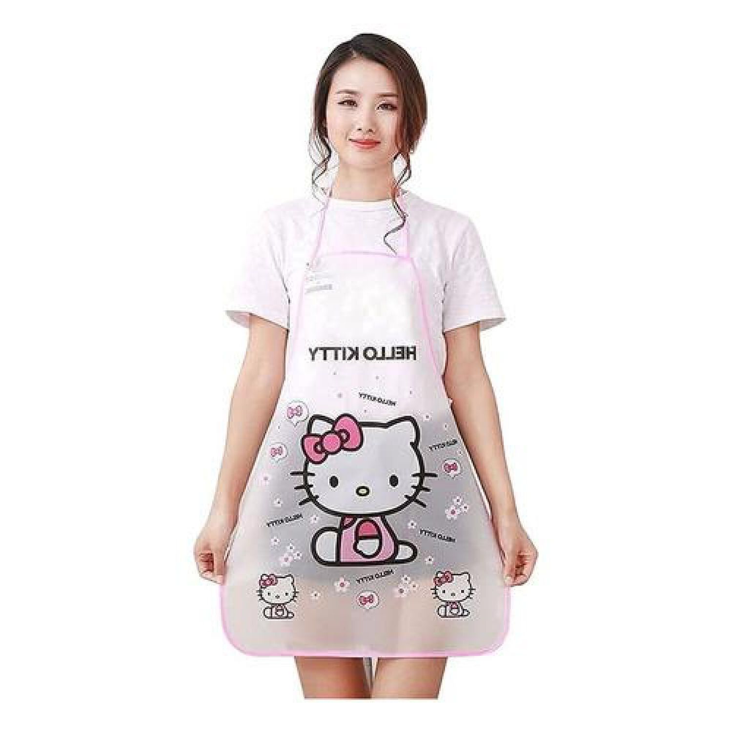 Delantal Cocina Kawaii Dibujos Pl&aacute;stico Tranparente Hello image number 1.0