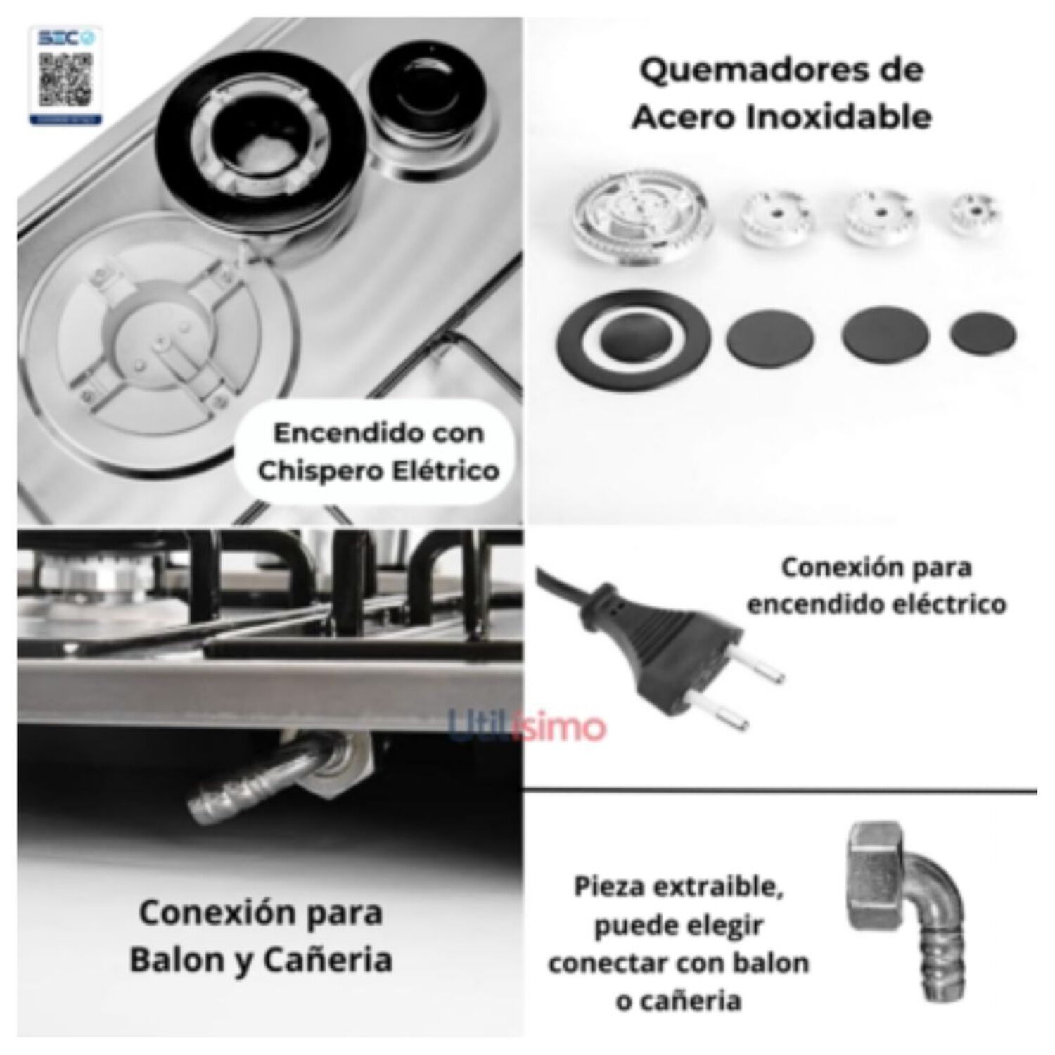 Cocina Encimera A Gas Licuado 4 Platos Acero Inoxidable&nbsp;premium image number 5.0