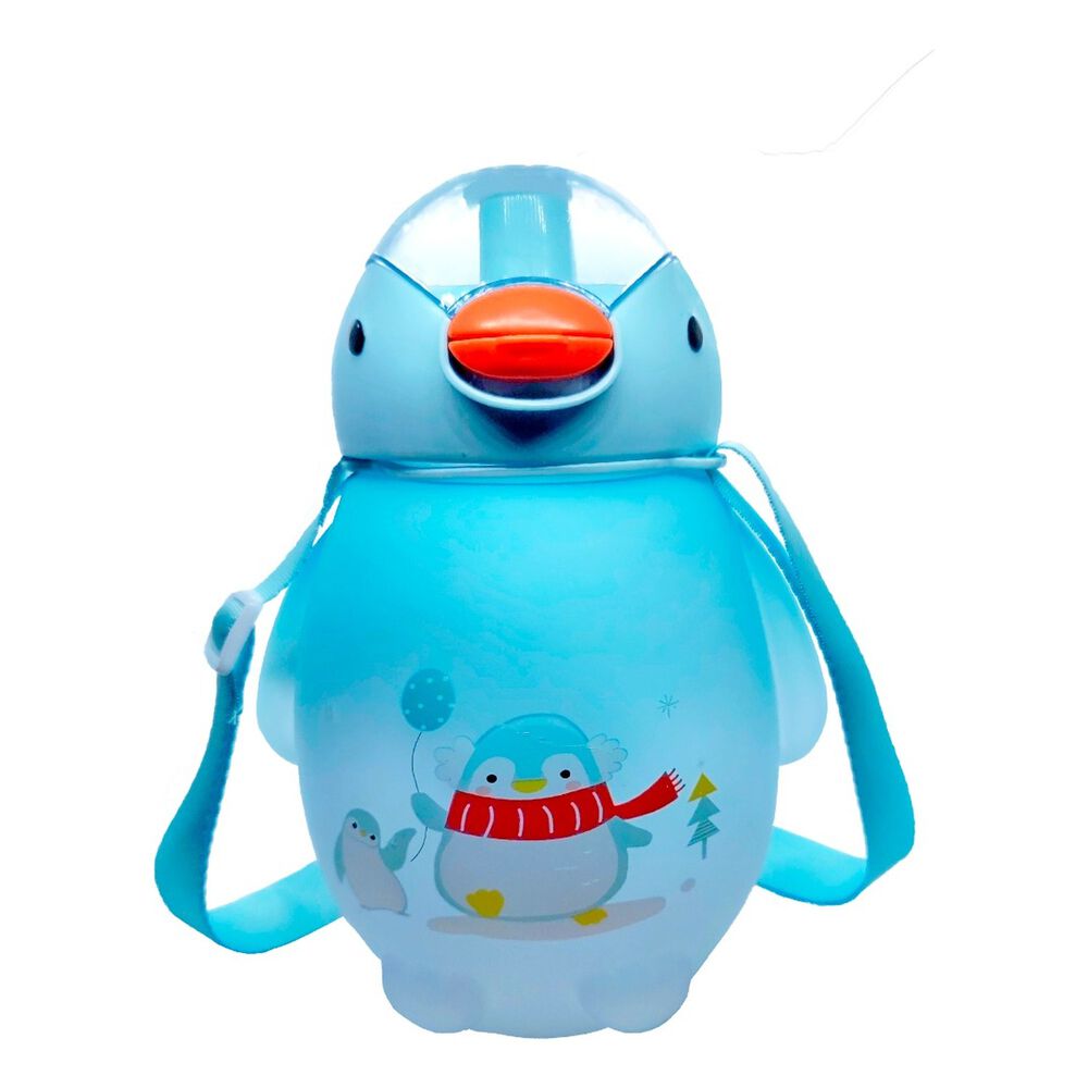 Botella Agua Pinguino Kawaii 1500ml Celeste Con Correa image number 0.0