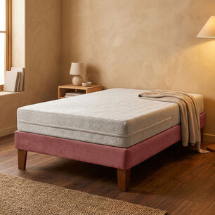 Cama Europea Zen Best 1 Plaza Colchon Espuma Con Funda Velvet Palo Rosa