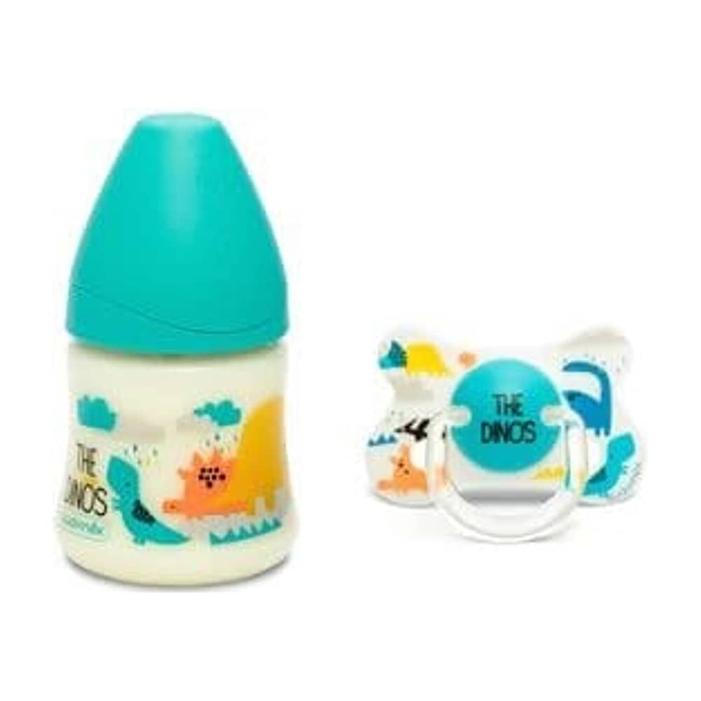 Pack Mamadera Silicona Dino Celeste 150ml + Chupete +4-18m Dino image number 0.0