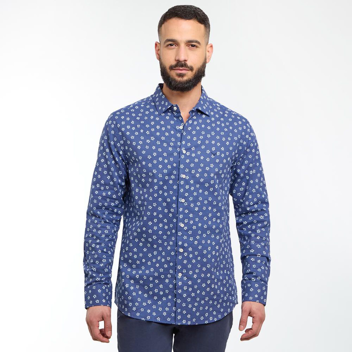 Camisa Lino Slim Fit Manga Larga Hombre Az Black image number 0.0