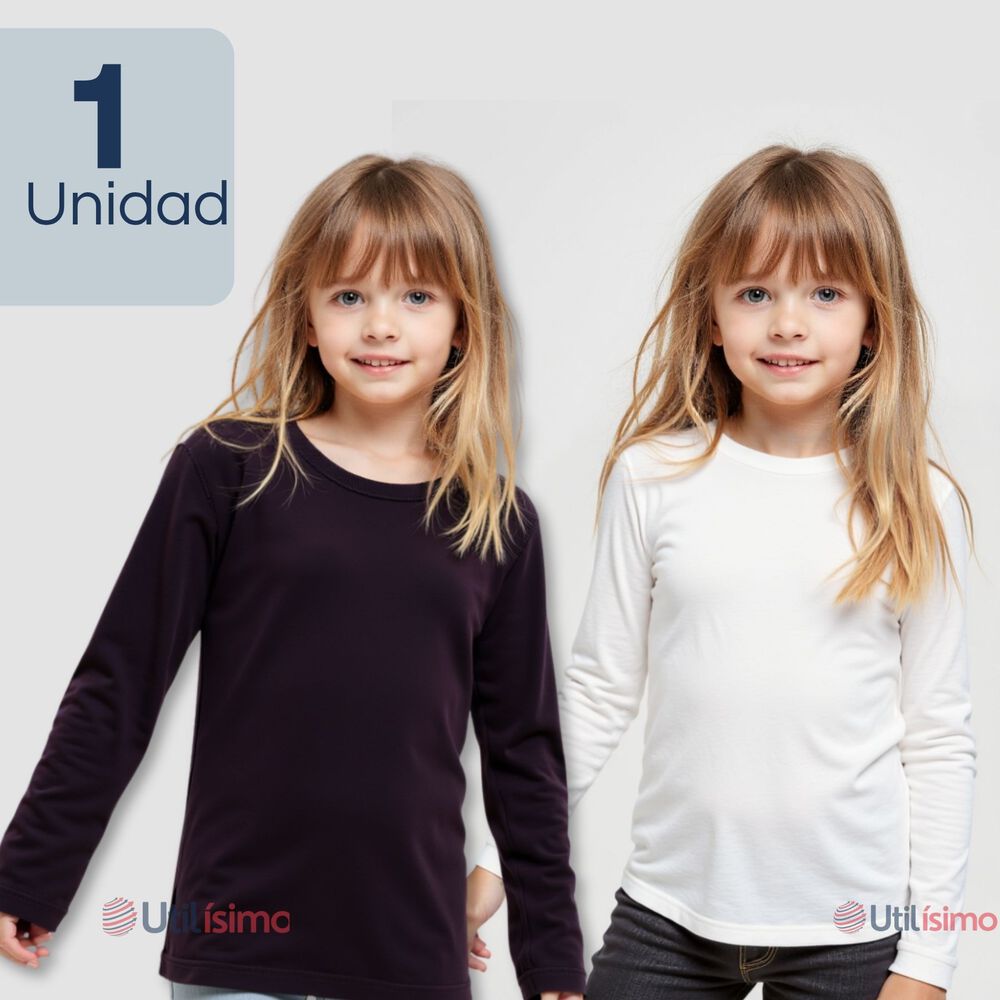 Camiseta Algodón Manga Larga Polera Niña Primera Capa Blanco Y Negro image number 0.0