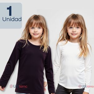 Camiseta Algodón Manga Larga Polera Niña Primera Capa Blanco Y Negro