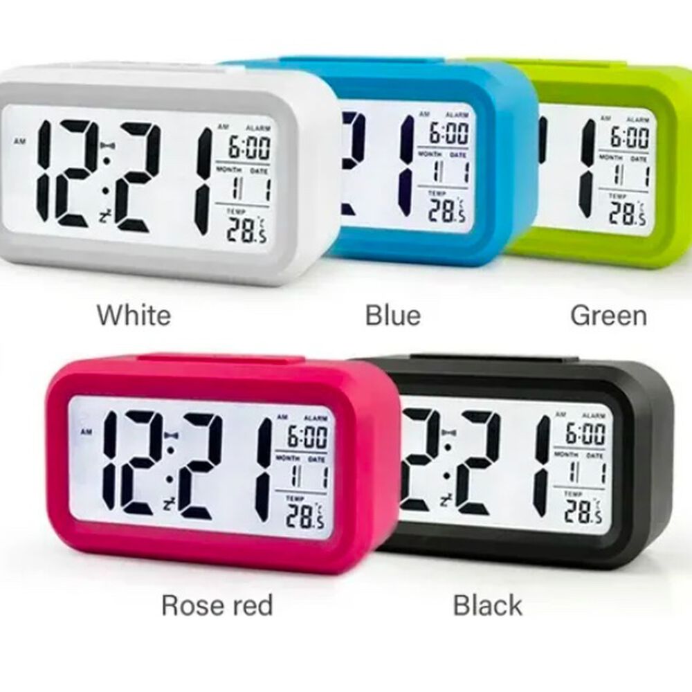 Reloj Despertador Digital Luz Lcd Temperatura Azul image number 2.0