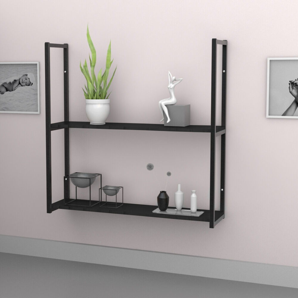 Repisa Dise&ntilde;o Industrial 2 Tablas 90x20cm Negro Brasforma image number 1.0