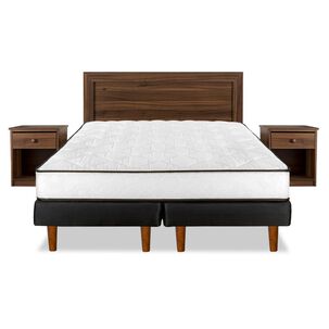 Cama Europea Flex New Simple / 2 Plazas / Base Dividida + Set De Maderas