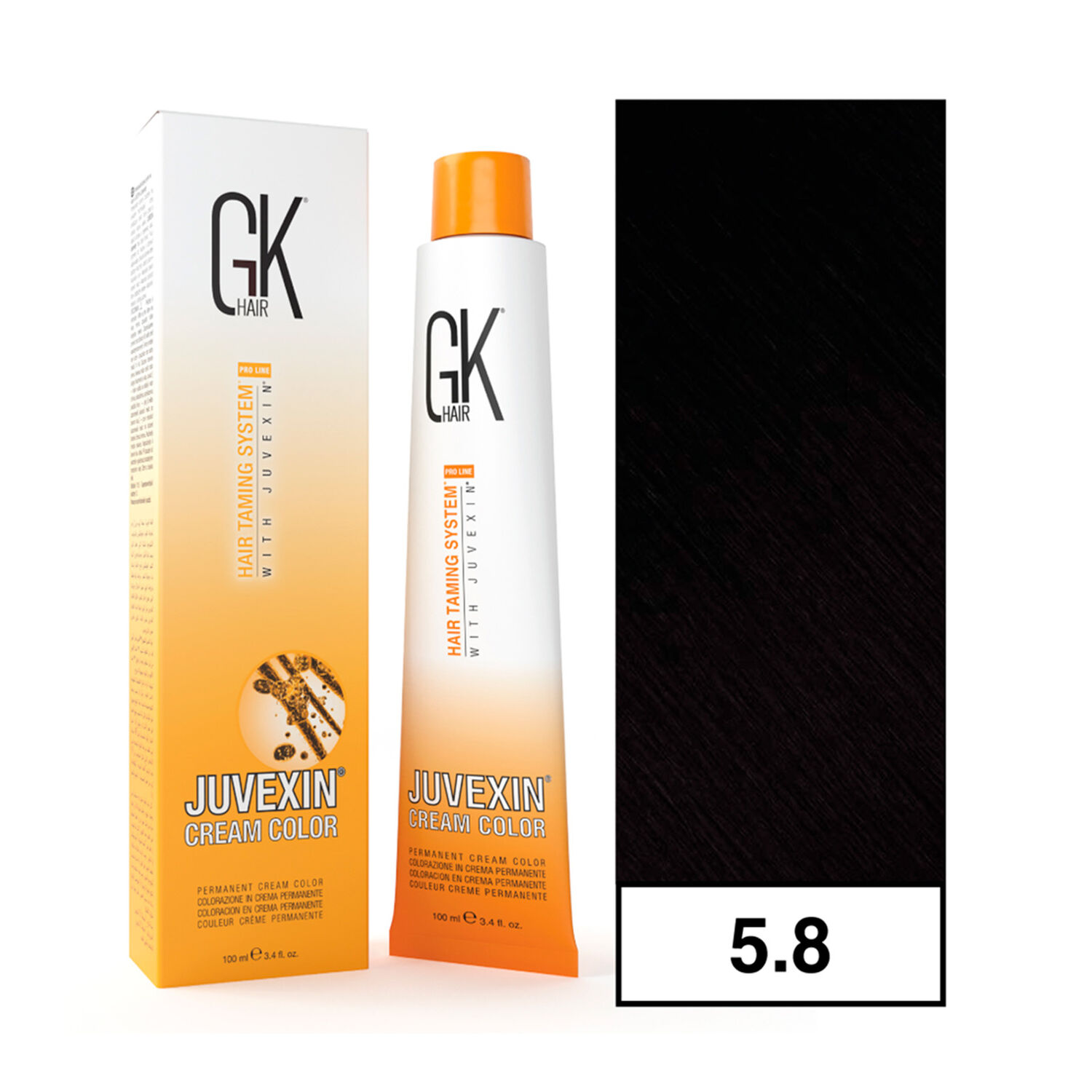 Gkhair - Tintura Cream Color Permanente Vegana 100ml + Oxidante - 5.8 Marr&oacute;n Casta&ntilde;o Claro image number 0.0