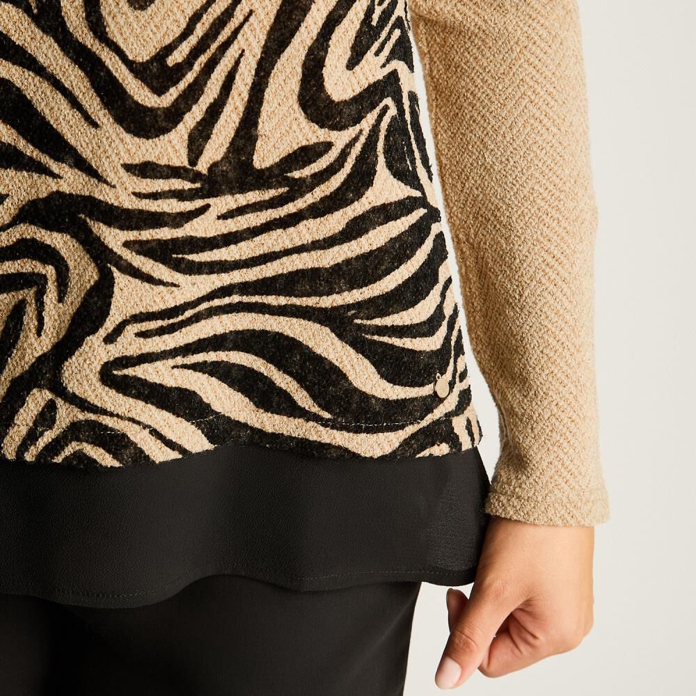 Sweater Animal Print Manga Larga Cuello V Mujer Lorenzo Di Pontti image number 3.0