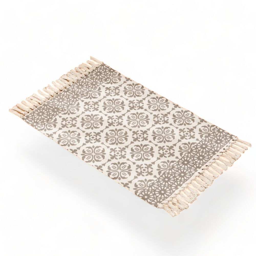 Bajada De Cama Kelim 60cm X 90cm Tejidas Con Flecos Algodon Etnico Bck1-3 image number 0.0