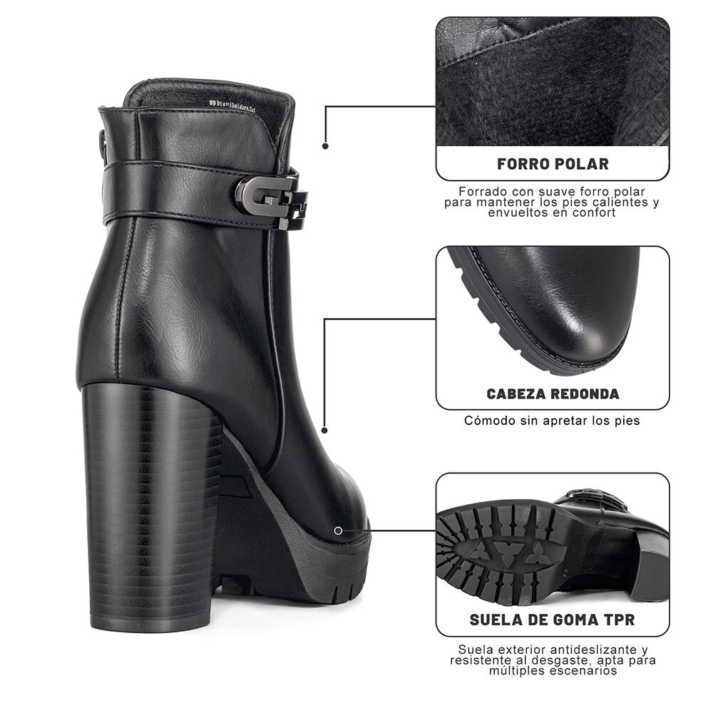 Botin Casual Mujer Vintage Comodo Tacon Grueso Weide Qbm15 image number 8.0