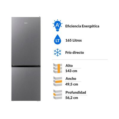 Refrigerador Bottom Freezer Hisense RD-22DC / Frío Directo / 165 Litros / A+