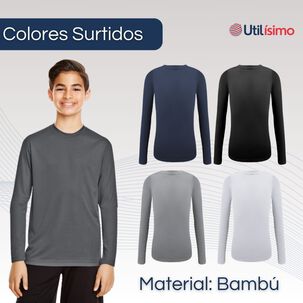 Camiseta Bambú Primera Capa Niño Manga Larga Cuello Redondo