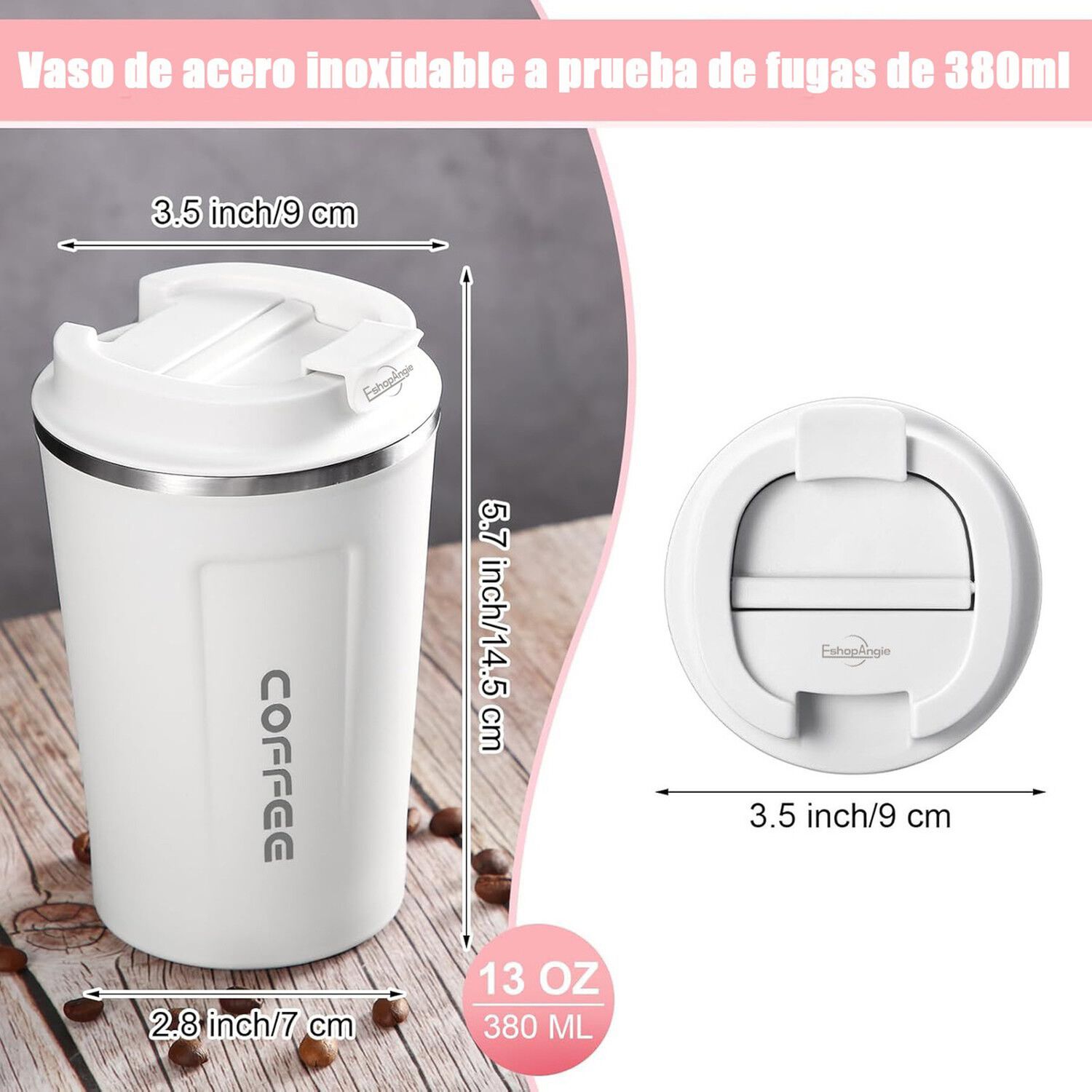Termo Mug Caf&eacute; 380ml Acero Inoxidable Port&aacute;til T&eacute;rmico image number 5.0