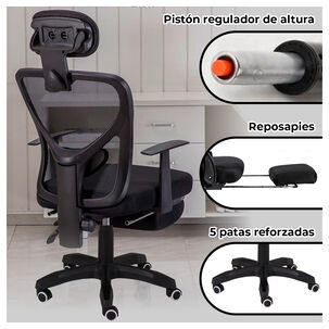 Silla Ejecutiva Ergonómica Con Reposabrazos Y Reposapiernas Retráctil