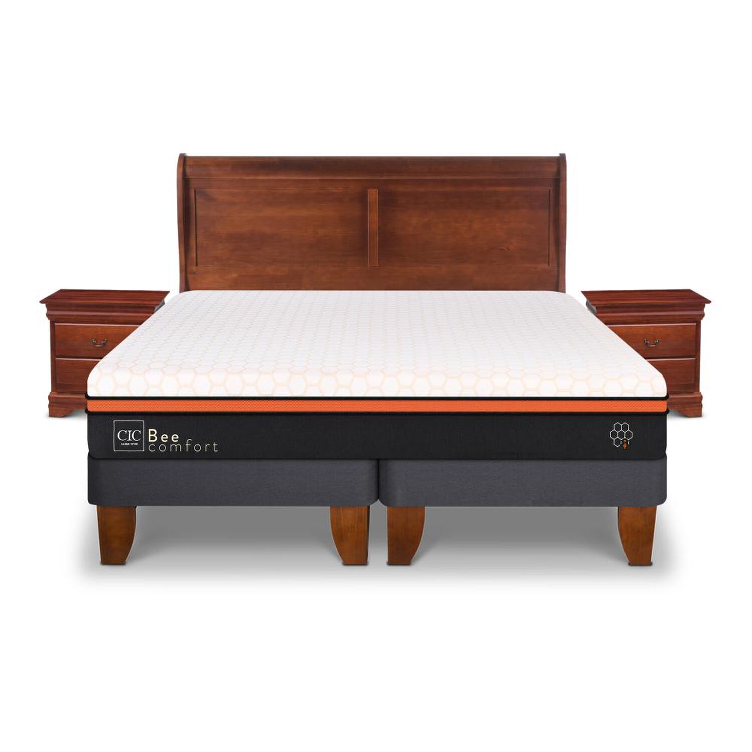 Cama Europea Cic Bee Comfort / 2 Plazas / Base Dividida + Set De Maderas image number 0.0