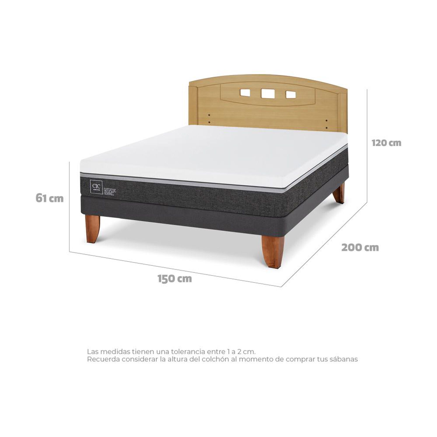 Cama Europea Cic Ortopedic Advance / 2 Plazas / Base Normal + Respaldo image number 3.0