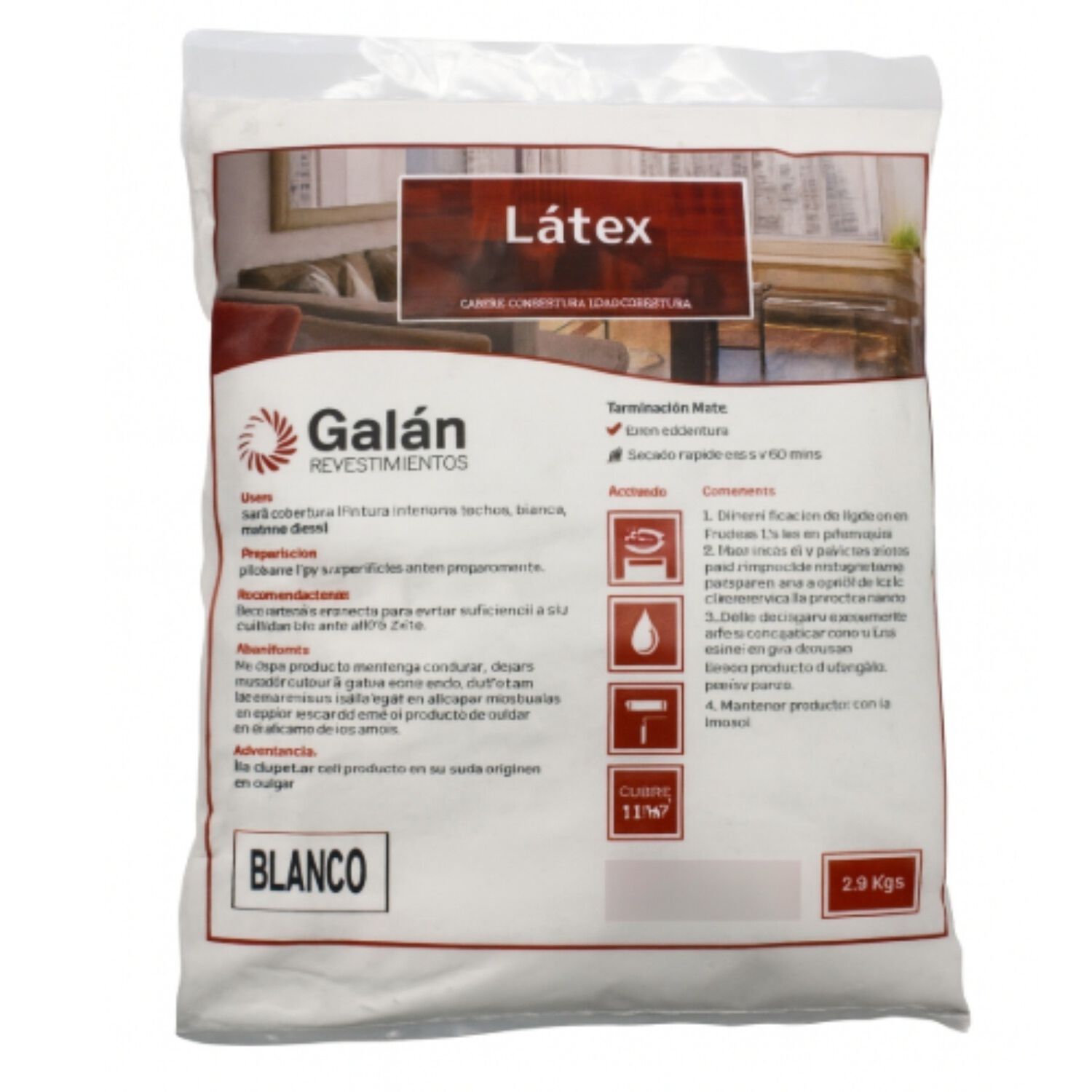 Pintura En Bolsa Latex 2.8 Kilos Blanca Galan image number 0.0