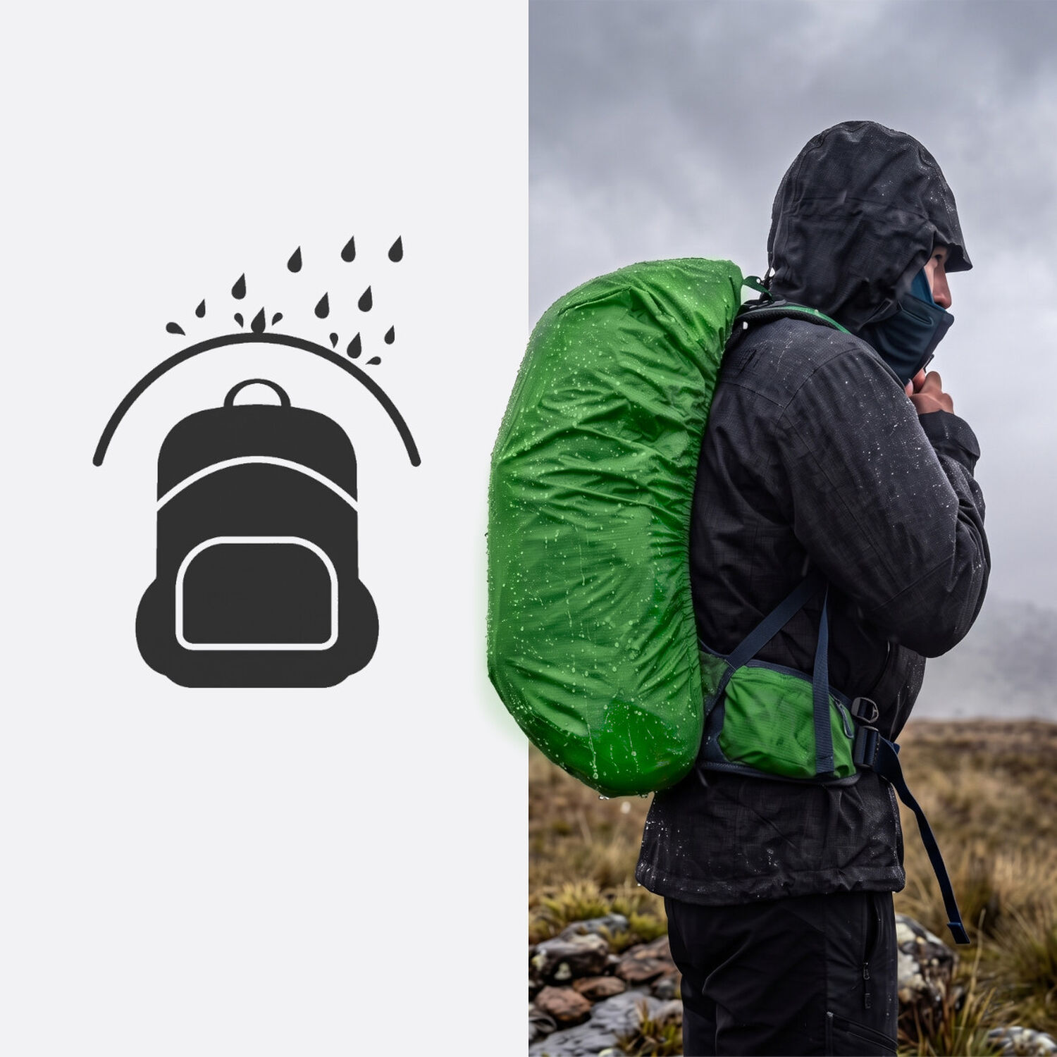Cubre Mochila Contra Agua Impermeable Funda 45lts Verde image number 3.0