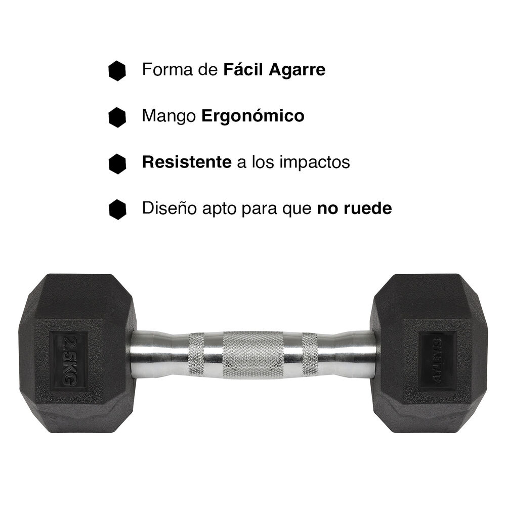 Mancuerna Hexagonal 2.5 Kg Negro image number 4.0