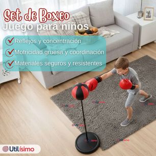 Set De Boxeo Punching Ball Altura Ajustable Con Guantes Y Bomba Para Ni&ntilde;os