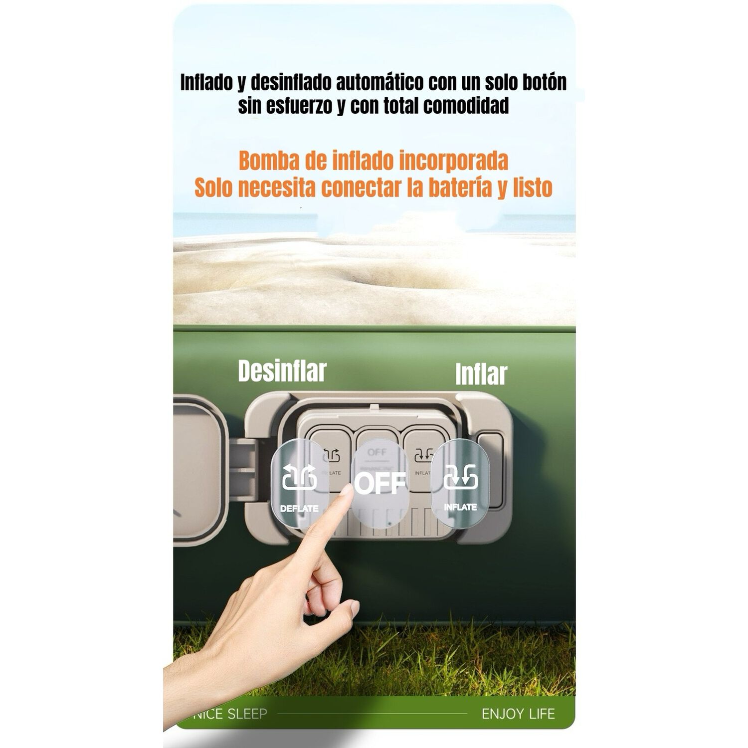 Colch&oacute;n Cama Inflable El&eacute;ctrico Con Coj&iacute;n Bolso 2 Plazas image number 3.0