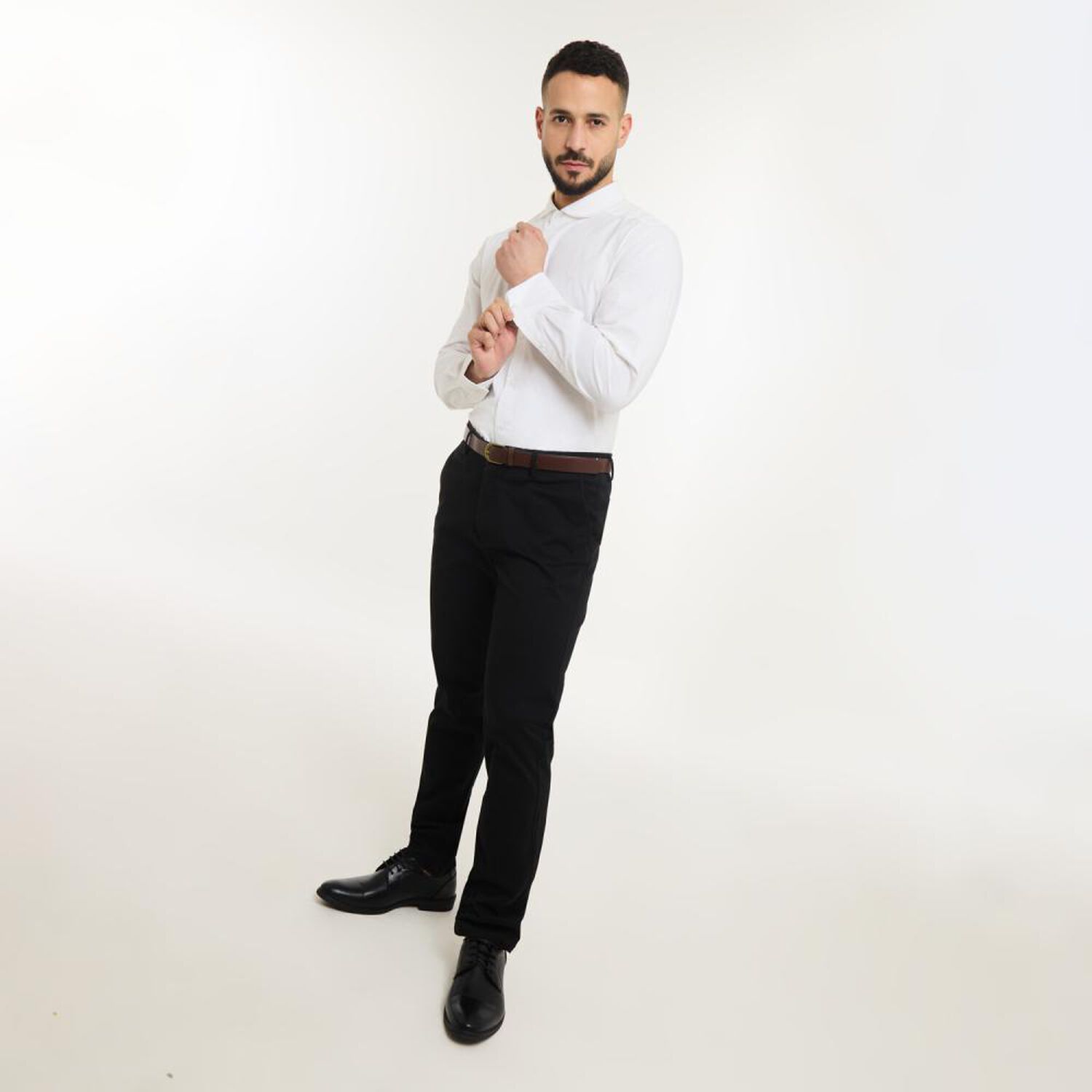 Camisa Lisa Slim Manga Larga Hombre Az Black image number 1.0
