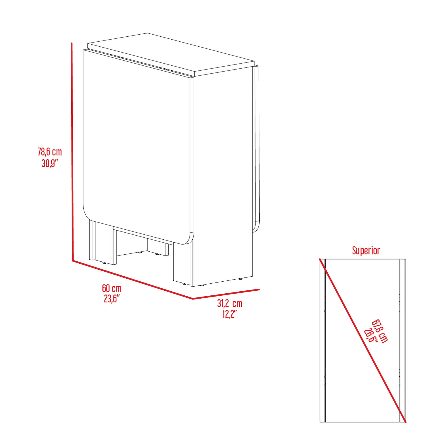 Mesa Plegable Fm-001b - Blanco Y Caf&eacute; Claro image number 6.0