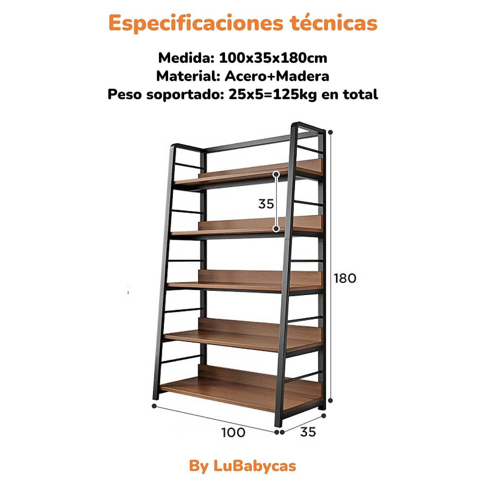 Estante Librero Repisas De 5 Niveles 180cm By Lubabycas image number 7.0