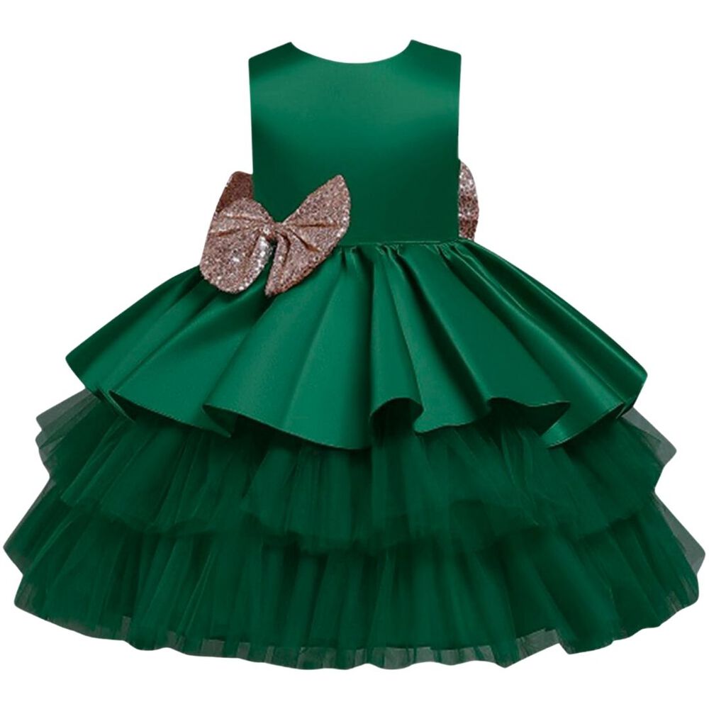 Vestidos De Fiestas Con Tul Y Volantes Para Niñas 1 A 5 Años Princesa Esmeralda image number 0.0