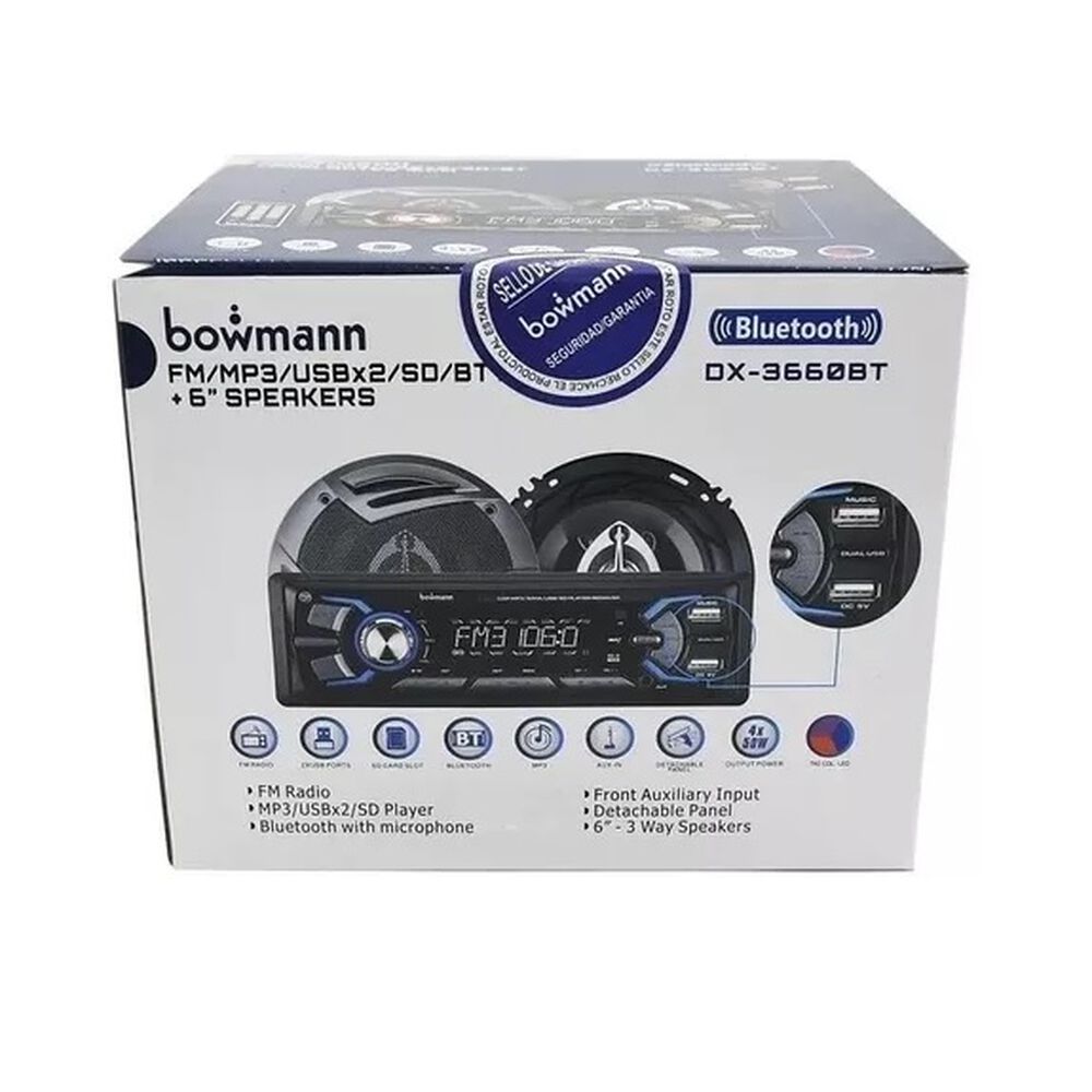 Radio De Auto Bowmann Bt/mp3/usb Parlantes 16cm Dx-3660bt image number 0.0