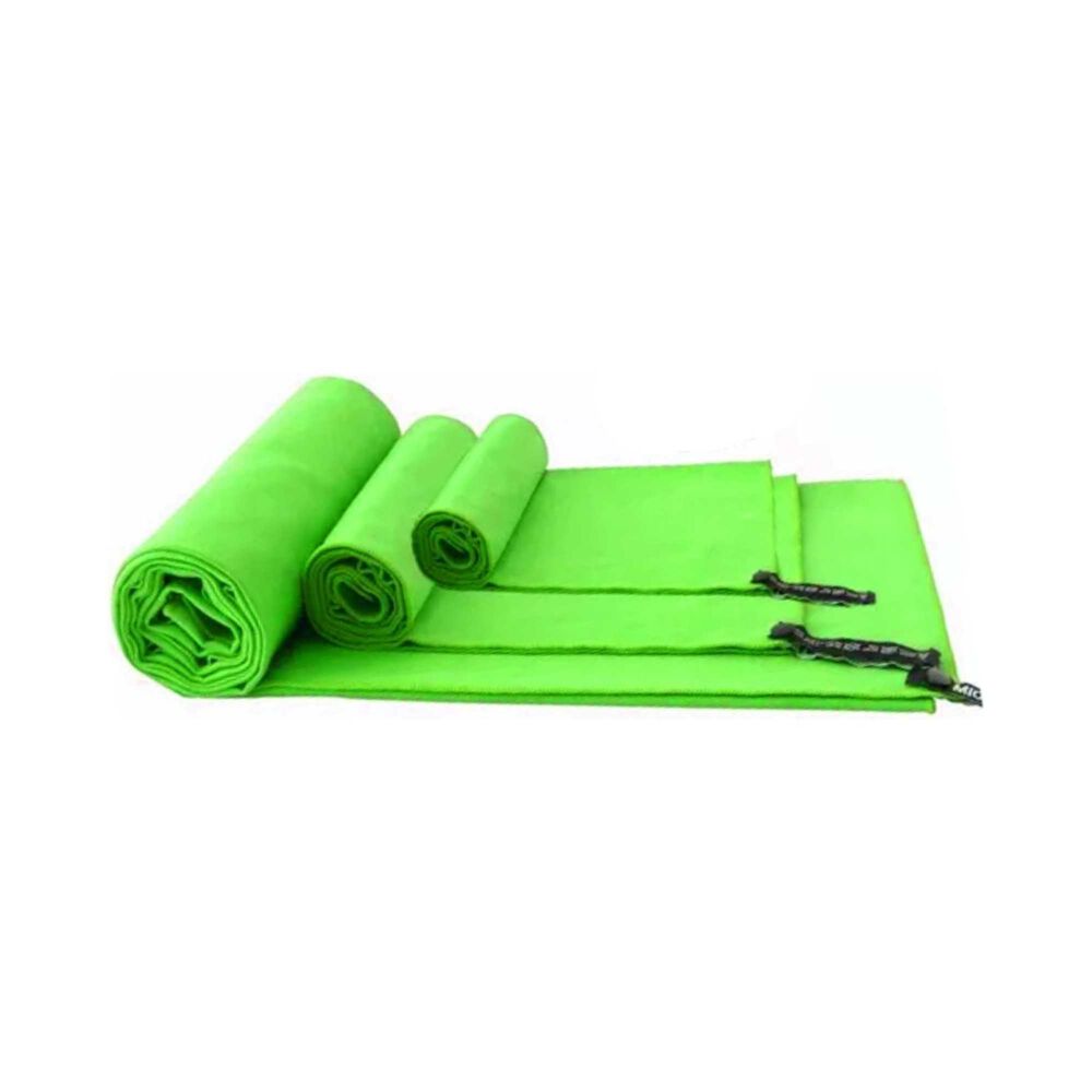 Set 3 Toallas Baño Viaje Microfibra Secado Rápido Verde Flúor image number 3.0