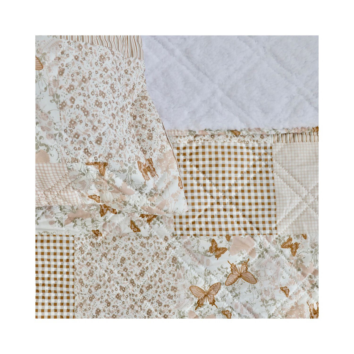 Quilt Andes Sherpa Estampado Patchwork Beige 1.5 P image number 2.0