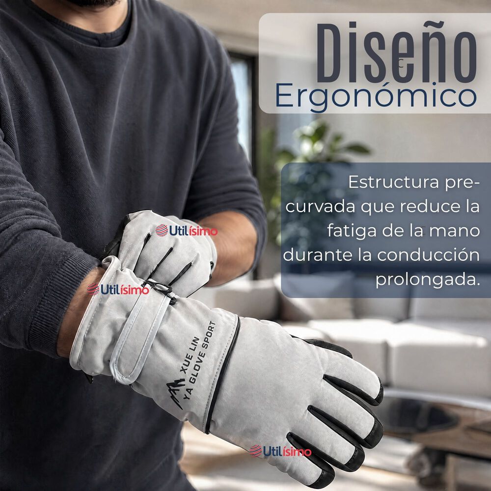 Guantes Para Moto Impermeables Gris Touchscreen Antideslizantes T&eacute;rmicos image number 9.0