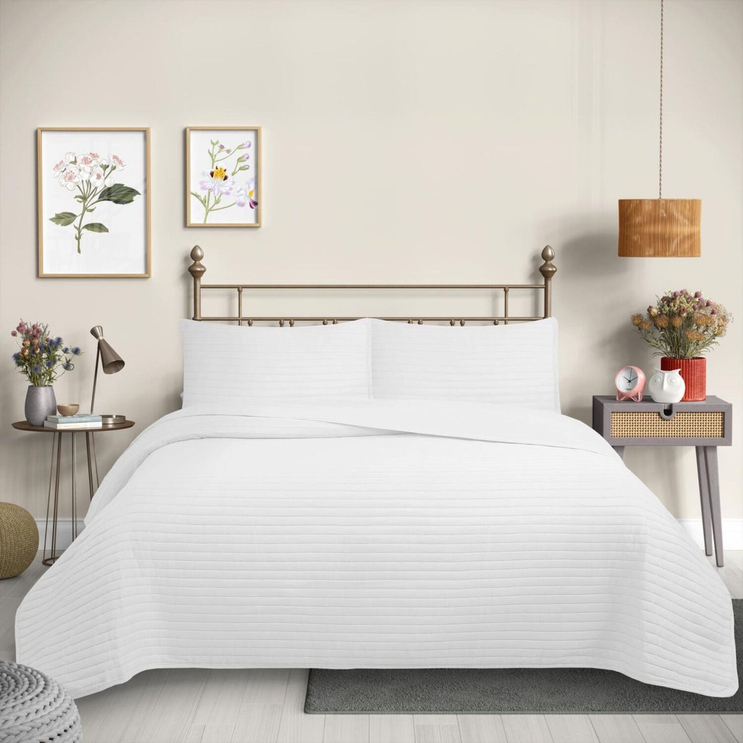 Cubrecama Quilt Reversible 1,5 Plazas Color Blanco Lines Collection Martin&eacute; image number 0.0