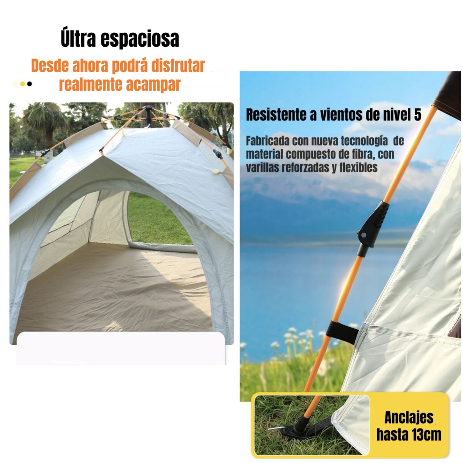 Carpa Camping Autom&aacute;tica 4 Personas Con Accesorios Roof Gris image number 7.0